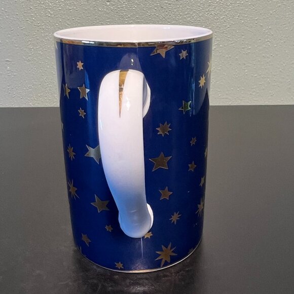 Sakura GALAXY BLUE 14k Gold Stars & Accents Cobalt Blue Fine Porcelain Cup Mug - Picture 5 of 15